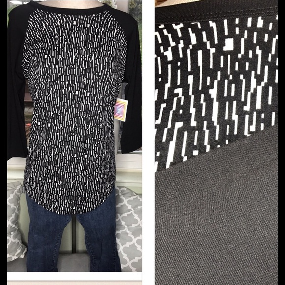 Lularoe Randy baseball style shirt black pattern S - Picture 1 of 4